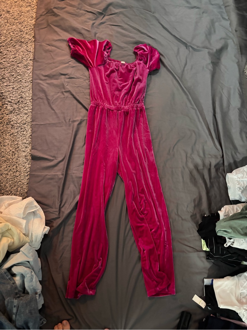 Crewcuts Velvet Raspberry Pink Girls’ Jumpsuit